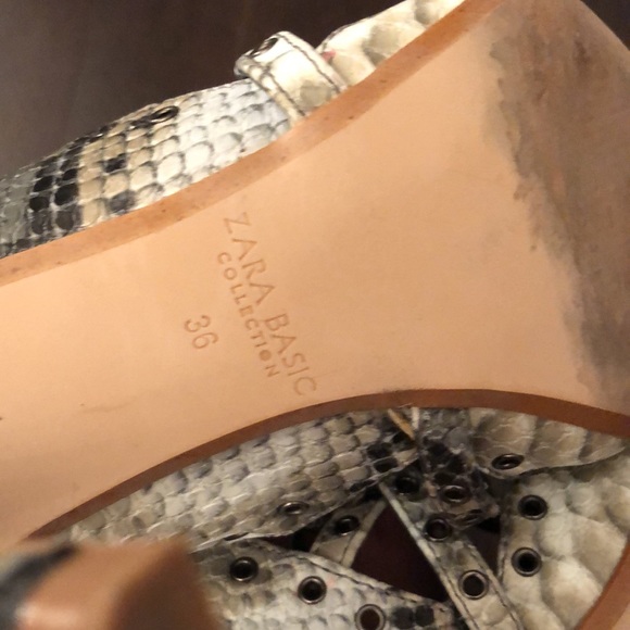 Zara Faux Snakeskin Strappy Shoe - Picture 3 of 8